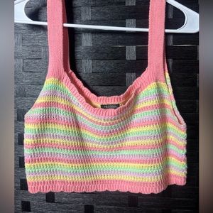Pastel Inspired Crotchet Crop Top - Medium